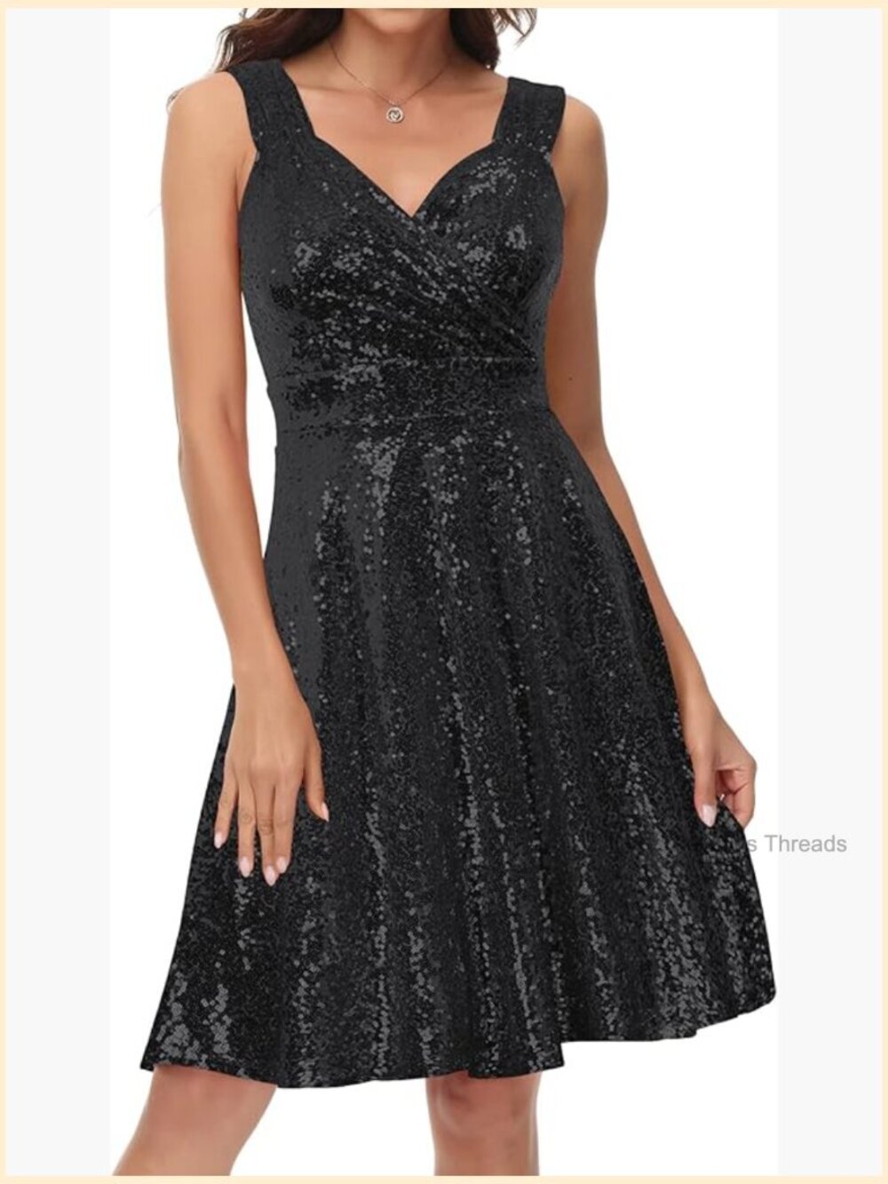 Sleeveless Wrap V-Neck A-Line Cocktail Party Dress with Sequin